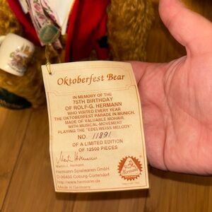 Hermann Mohair Teddy Bear 75th Birthday Musical Oktoberfest Germany Stein